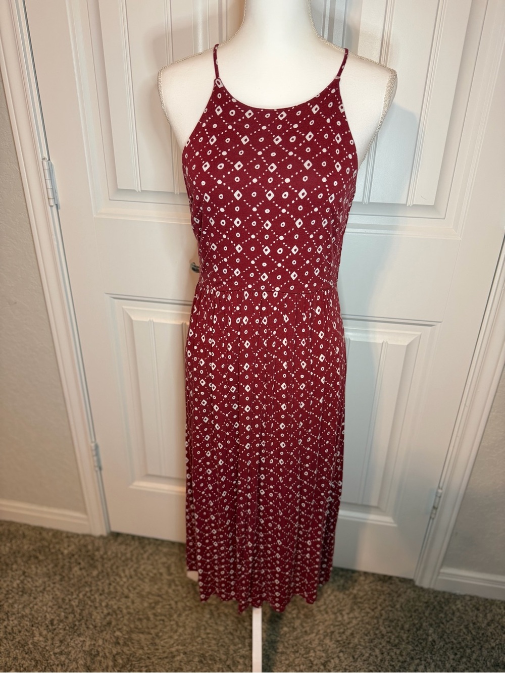 LOFT Red Boho Print Sleeveless Maxi Dress Size Small - Picture 3 of 11